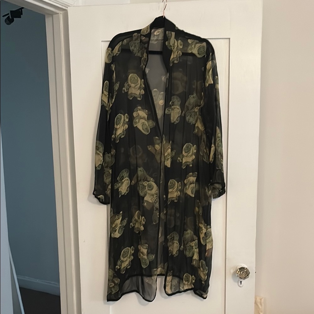 Floral Sheer Black Kimono